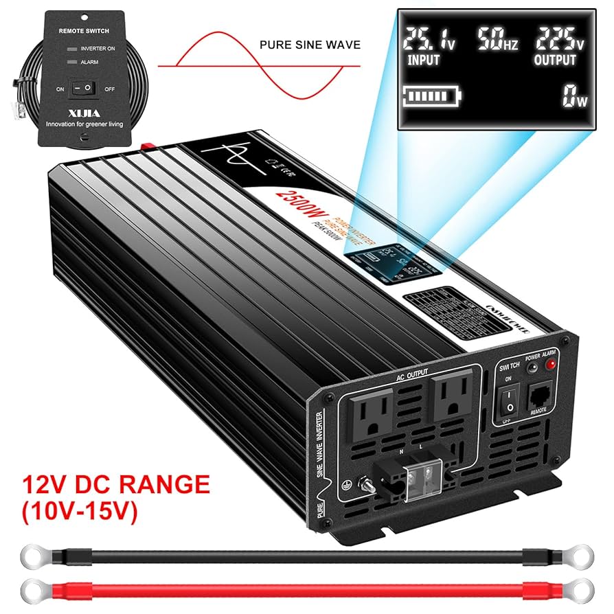 ソーラー インバーター Amazon.co.jp: Xijia 純正正弦波インバーター 2500W DC 12V~110V